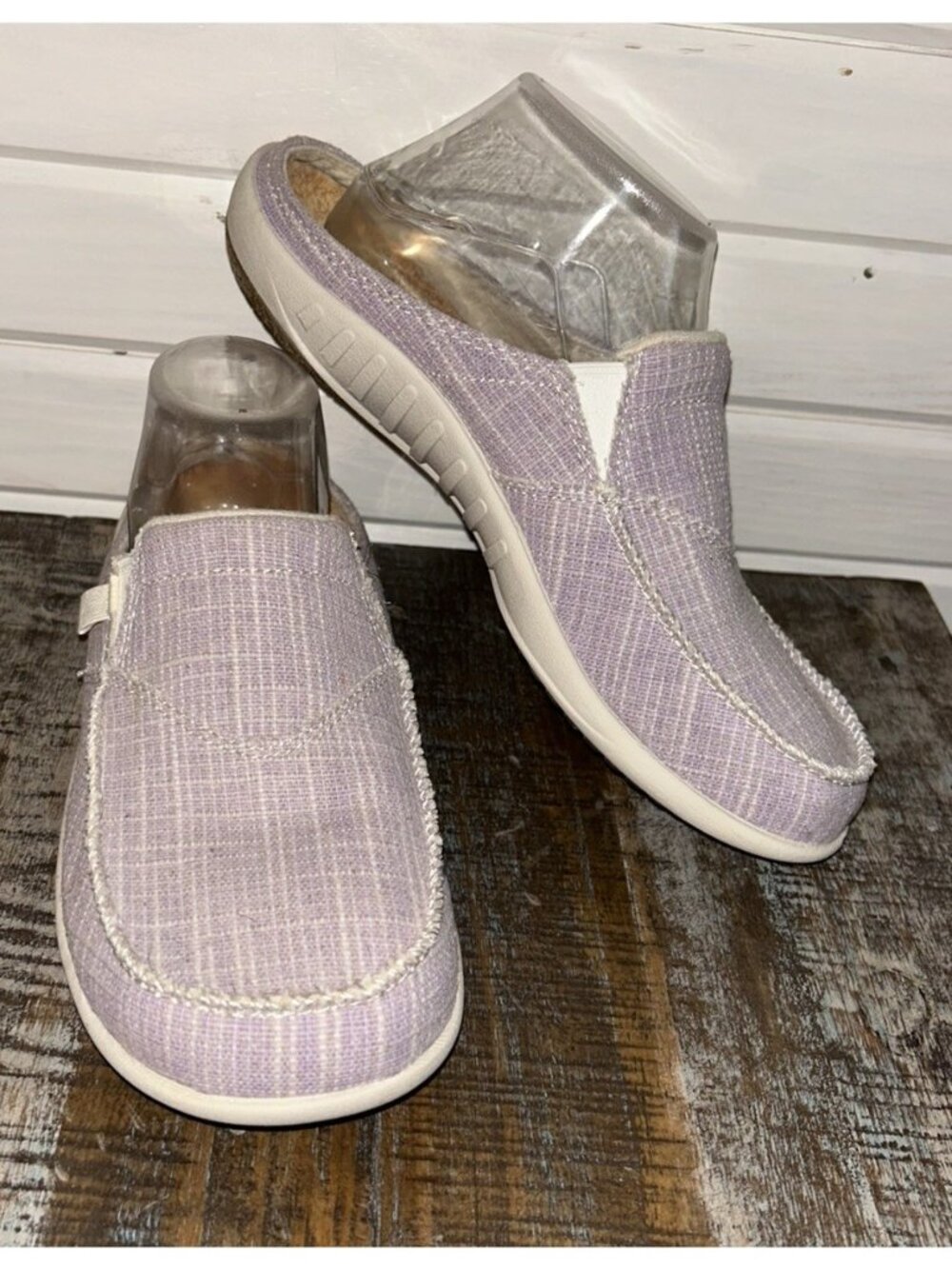 Spenco Sz 9 Siesta Lavender Purple Slide Mule Lightweight Slip On Arch Support